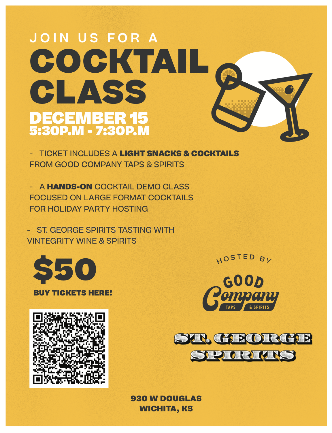 Holiday Cocktail Class featuring St. George Spirits!